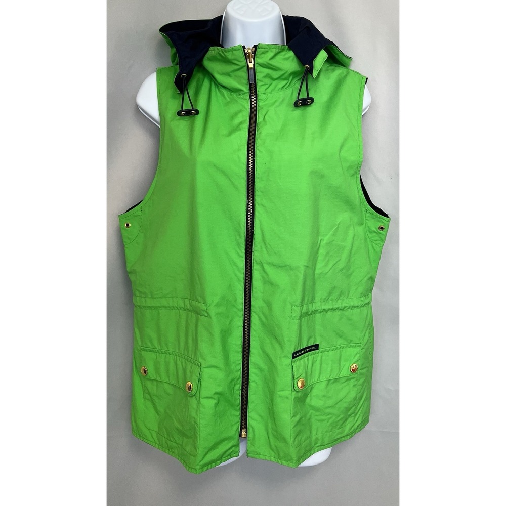 RALPH LAUREN REVERSIBLE VEST Jacket Green / Blue Womens Sz Medium